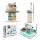 Keezi 2 Piece Pretend Kitchen and Washing Playset with Lights Sounds and Water Cycle for Kids Multicoloured