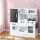 Keezi Kids Wooden Kitchen Play Set - 80CM, Solid Wood, Non-Toxic, Includes Cooking Accessories, Oven, Blackboard, White