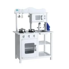 Keezi Wooden Kids Kitchen Play Set - Realistic Pretend Cooking Toys, Solid Wood, 60x30x85cm, Safe & Sturdy, Ages 3+
