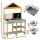 Keezi Kids Mud Kitchen Outdoor Wooden Play Kitchen with Sink Two Stoves Double Blackboards 110.5cm Net