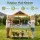 Keezi Kids Mud Kitchen Outdoor Wooden Play Kitchen with Sink Two Stoves Double Blackboards 110.5cm Net