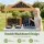 Keezi Kids Mud Kitchen Outdoor Wooden Play Kitchen with Sink Two Stoves Double Blackboards 110.5cm Net