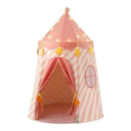 Keezi Kids Play Tent with Star Lights Window and Carry Bag 116x153cm Pink Playhouse for Imaginative Play
