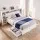 Artiss Queen Bed Frame with Storage Bookcase Headboard USB Type-C Ports Drawers White 250kg