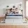 Artiss Queen Bed Frame with Storage Bookcase Headboard USB Type-C Ports Drawers White 250kg