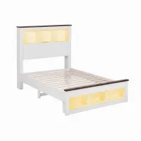 Artiss King Single Bed Frame with Storage, Lighting and Charging Station White