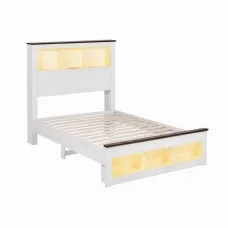 Artiss Single Bed Frame with Storage Headboard and Foot-board White