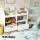 Keezi 3-Tier Kids Bookshelf & Toy Organiser, White, Durable MDF, 108cm x 29cm x 88cm, Safe Corners, Lockable Wheels