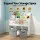 Keezi Kids Bookshelf - 4-Tier Storage with Toy Box & Magazine Rack, White/Grey, Safe Design, Easy Clean, 92x30x89cm
