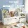 Keezi Kids Bookshelf & Storage Unit: 140cm White Organiser with Reading Bench, 3 Movable Drawers, and Safety Features