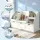 Keezi Kids Bookshelf & Storage Unit: 140cm White Organiser with Reading Bench, 3 Movable Drawers, and Safety Features
