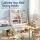 Keezi Kids Bookshelf and Storage Organiser with 6 Book Slings White 3-Tier Shelves and Fabric Drawer