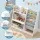 Keezi Kids Bookshelf and Storage Organiser with 6 Book Slings White 3-Tier Shelves and Fabric Drawer