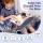 Keezi Kids Travel Tray Car Seat Lap Desk Organiser with Tablet Holder Cup Holder Foldable Side Wings Grey