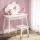 Keezi Kids Dressing Table & Chair Set - White Vanity with Mirror, Drawer, MDF & Rubberwood, Safe Rounded Corners