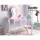 Keezi Kids Pink Dressing Table Set with Faux Mirror, Heart Motif, MDF Construction, Safe Rounded Corners, and Drawer