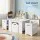 Keezi 3PCS Kids Table & Chairs Set with Storage Box, Eco-Friendly MDF, Kid-Safe Design, White 75x48x43cm, Easy Assembly
