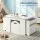 Keezi 3PCS Kids Table & Chairs Set with Storage Box, Eco-Friendly MDF, Kid-Safe Design, White 75x48x43cm, Easy Assembly