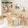 Keezi Kids Table and 2 Chairs Set, 100% Pinewood, Natural Finish, 120x60x53cm, Durable, Non-Toxic, Ages 3+