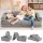 Keezi 12 Piece Modular Kids Play Couch Sofa Set with Washable Covers and 9+ Shapes Grey Indoor Playroom Use