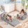 Keezi Kids 2-in-1 Fold Out Sofa Bed with Washable Cover Glow in the Dark Storage Pocket Grey