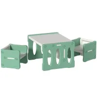 Keezi 3PCS Kids Table and Chairs Set, HDPE, Multipurpose, Durable, Lightweight, Easy to Assemble, Ages 3+, Green
