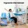 Keezi Ergonomic Kids Study Desk & Chair Set, Adjustable Height, Tiltable Desktop, LED Lamp, Blue, Durable Iron/MDF/PP