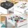 Keezi 4-in-1 Kids Wooden Activity Table Set with Storage, Reversible Blackboard/Whiteboard, 2 Grey Ergonomic Chairs