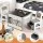 Keezi 4-in-1 Kids Wooden Activity Table Set with Storage, Reversible Blackboard/Whiteboard, 2 Grey Ergonomic Chairs