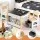 Keezi 4-in-1 Kids Table Set: Natural Wood Activity Table w/ Bookcase, Storage & Reversible Blackboard/Whiteboard