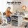 Keezi Kids Wooden Table & 2 Chairs Set with Storage Drawers - MDF, Grey, Ideal for Drawing, Reading, Crafts & More