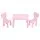 Keezi Kids Table and 2 Chairs Set Pink, Non-Toxic PP, Sturdy, Smooth Edges, Ages 3+, 75x52.5x49cm,