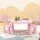 Keezi Kids Table and 2 Chairs Set Pink, Non-Toxic PP, Sturdy, Smooth Edges, Ages 3+, 75x52.5x49cm,