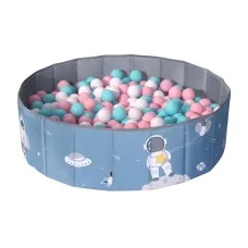 Keezi Kids Ball Pool Pit - Foldable 100cm Playhouse with Soft Oxford Cloth, Portable Storage Bag, Blue for Ages 3-8