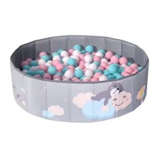 Keezi Kids Foldable Ball Pit: Soft 500D Oxford, 100cm, Playhouse with Carry Bag, Safe Indoor/Outdoor Fun for Ages 3-8
