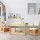 Keezi 3PCS Kids Table and Chairs Set with Chalkboard, Hidden Storage, Eco-Friendly MDF, White/Natural, Ages 3+