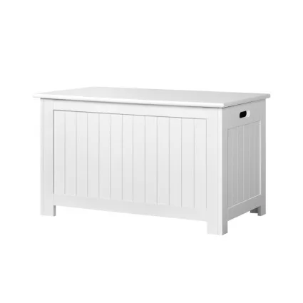 Keezi Kids Toy Box & Storage Chest, E1 MDF, 81x40x46.5cm, White - Eco-Friendly, Multi-Use, Stylish Room Organiser