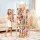 Keezi 135cm Wooden Stuffed Animal Storage Tower with Wheels Elastic Cords Natural Pine Organiser (Tall)