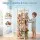 Keezi 135cm Wooden Stuffed Animal Storage Tower with Wheels Elastic Cords Natural Pine Organiser (Tall)