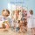 Keezi 135cm Wooden Stuffed Animal Storage Tower with Wheels Elastic Cords Natural Pine Organiser (Tall)