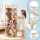Keezi 135cm Wooden Stuffed Animal Storage Tower with Wheels Elastic Cords Natural Pine Organiser (Tall)
