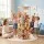 Keezi 135cm Wooden Stuffed Animal Storage Tower with Wheels Elastic Cords Natural Pine Organiser (Tall)