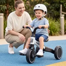 Rigo Kids Tricycle Bike with 3 Wheels Carbon Steel Wide Wheelbase Puncture Proof Solid Tyres Indoor Outdoor White