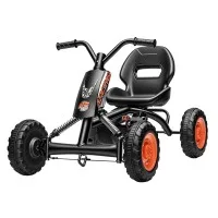 Rigo Kids Pedal Go Kart 84cm with Forward Reverse Drive and Treaded Plastic Wheels Black 30kg Capacity