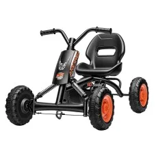 Rigo Kids Pedal Go Kart 84cm with Forward Reverse Drive and Treaded Plastic Wheels Black 30kg Capacity