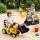Keezi Kids Ride On Bulldozer and Digger with Helmet, Moving Bucket, Manual Levers, Yellow Outdoor Sandpit Toy