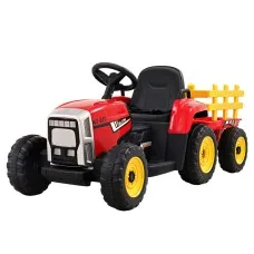 Rigo Kids 12V Electric Ride-On Tractor Car, Red - Realistic Driving, USB Music, Safety Features, 3-6km/h Speed, Ages 3+