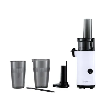 Devanti Cold Press Slow Juicer 130W Masticating Fruit Juice Extractor White Quiet Low Speed High Yield