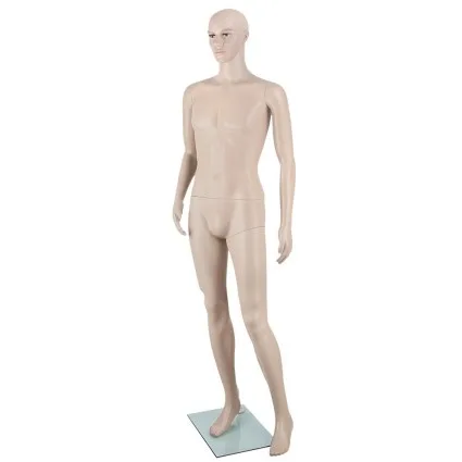 Embellir 186cm Adjustable Full Body Male Mannequin, Skin Tone, PP Material, Glass Base, Ideal for Fashion Displays
