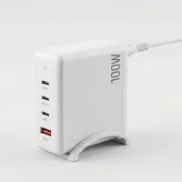 Devanti 100W GaN USB-C Charger 4 Port Desktop Station White 3x USB-C 1x USB-A Fast PD Charging 100W Total Devanti 100W GaN USB-C Charger 4 Port Desktop Station White 3x USB-C 1x USB-A Fast PD Charging 100W Total